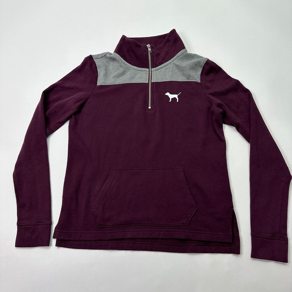 Victoria's Secret PINK XS Red Maroon 1/4 Zip‎ Sweatshirt
